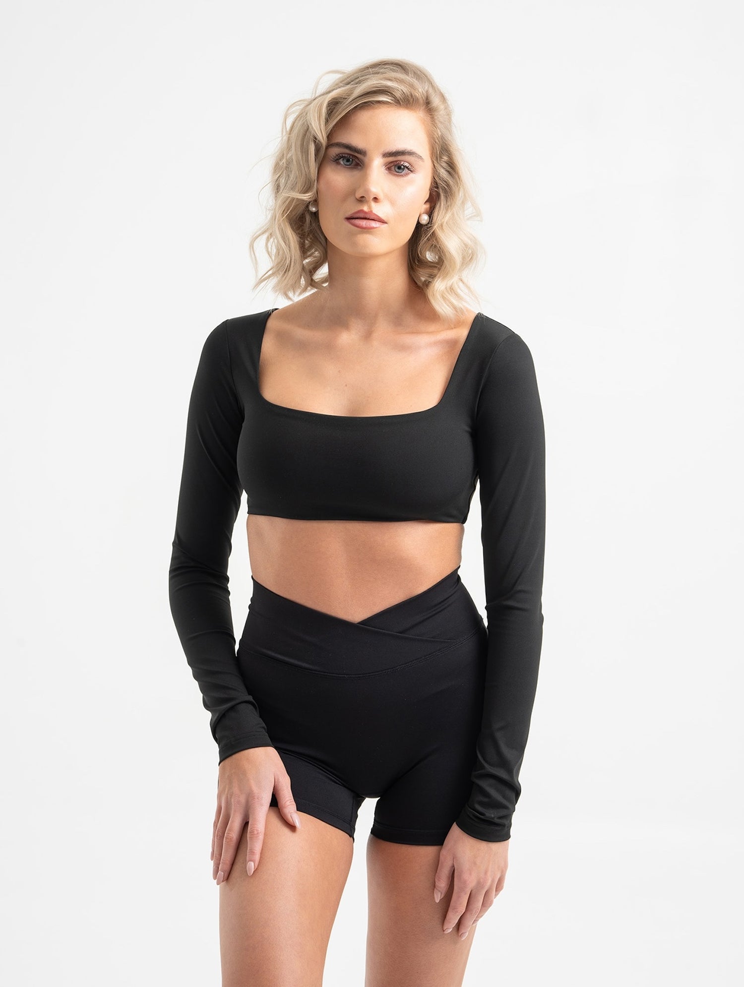 Pilates langarm Shirt weiß