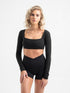 Pilates langarm Shirt weiß